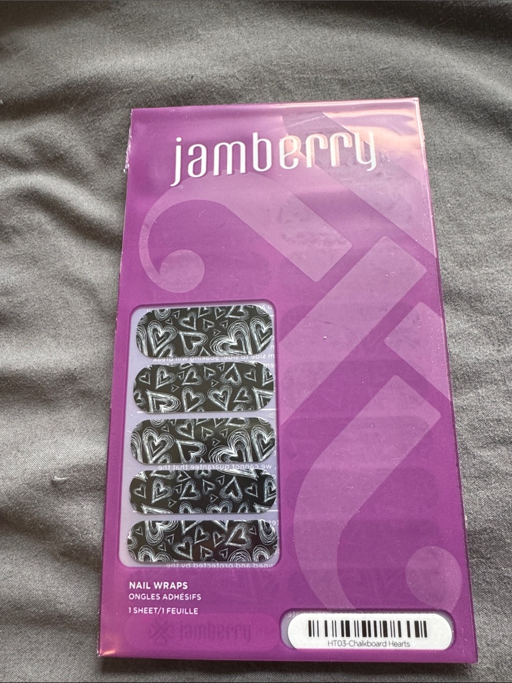 Jamberry Black Chalkboard Heart Nail Wraps